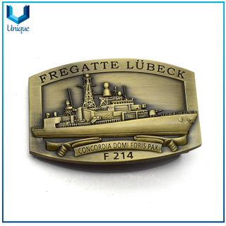 Customize Design Metal Crafts Factory,Germany Navy Metal buckle in Antique Brass Plating, 3D Military Police Belt Buckle for Honor Sovuenir Gifts