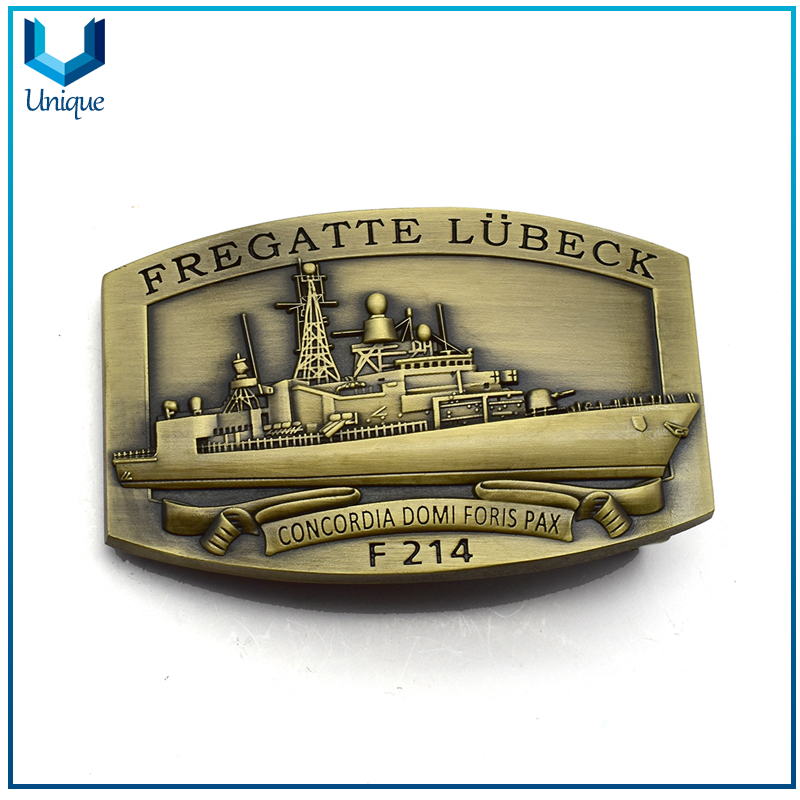 Customize Design Metal Crafts Factory,Germany Navy Metal buckle in Antique Brass Plating, 3D Military Police Belt Buckle for Honor Sovuenir Gifts