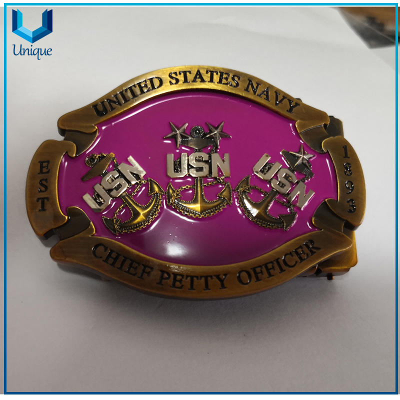  Wholesale USN Chief Officeer Metal Crafts Buckle,Custom Design Logo Souvenir Gift Enamel 3D Military Metal Belt Buckle for Fashion Accessories