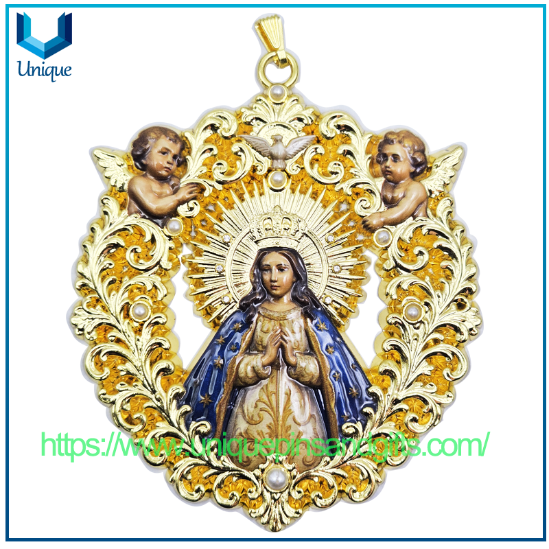 4.High Quality Our Lady of Guadalupe Pendant with Angels, Religious Gift