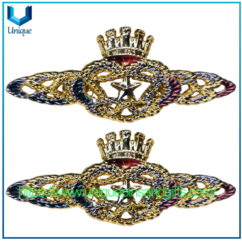Custom Metal Art Crafts 3D Logo Lapel Pins Badges Plating Gold Uniform Butterfly Clutch Emblem for USA Air Force Security