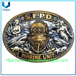 Custom Design High Quality USA MARINE UNIT SFPD 3D Metal Belt Buckle with UV Printed Exquisite Patterns