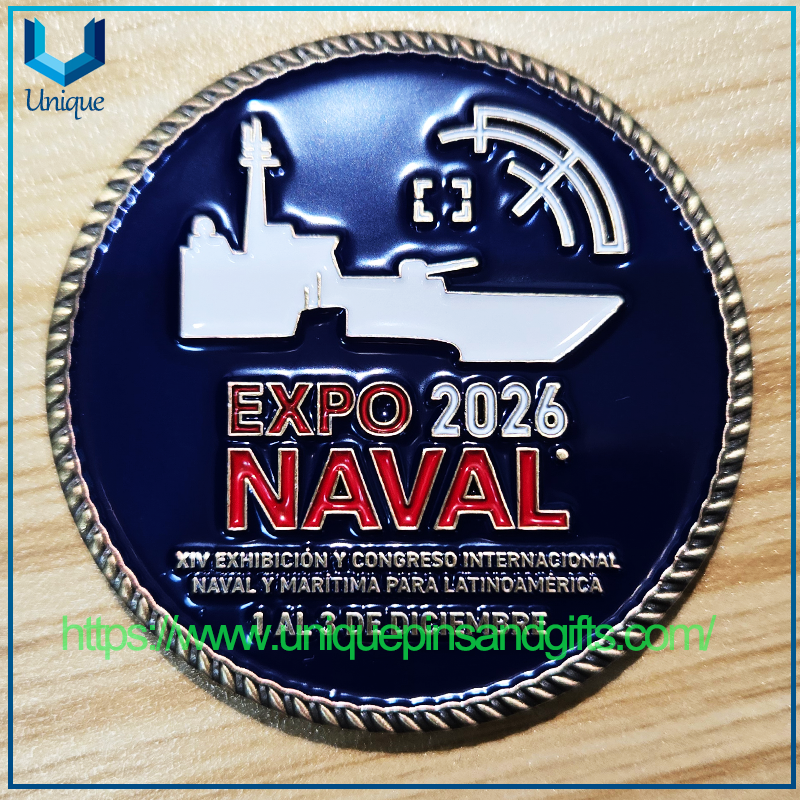 Custom Design High Quality 3D Metal Commemorative Coins EXPO 2026 NAVAL FISA Naval Coins