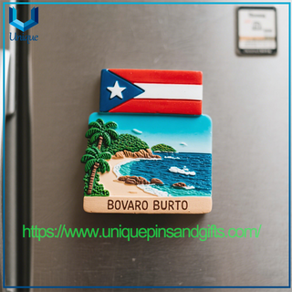 Wholesale Customizable Patterns Magnetic Souvenirs Perfect 3D Rubber Fridge Magnets Ceramic Refrigerator Stickers for Puerto Rico Travel Memorabilia