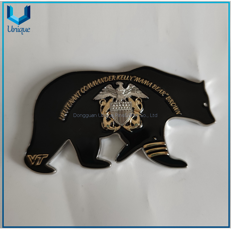 Custom Design Challenge Coin 3D Two Tone Fashion Creative Bear Design Navy Coin