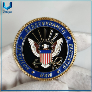 Custom Challenge Coin Factory, USA Military Navy USN Gold Nickel Appreciation Coin for Souvenir Gifts