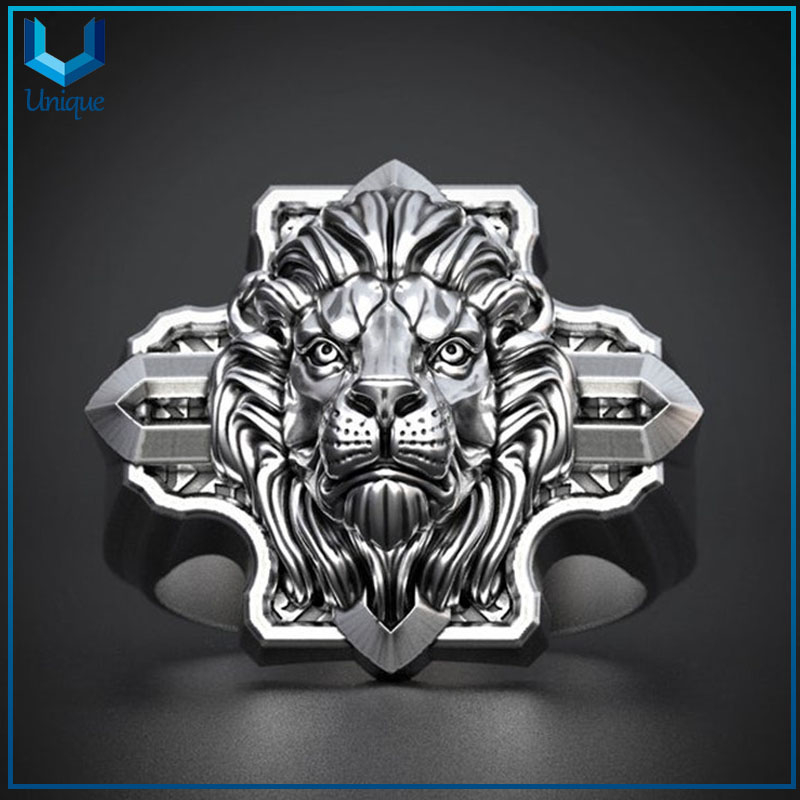 Exaggerated Domineering 316 Stainless Steel Gion Head Hiphop Finger Rings Men