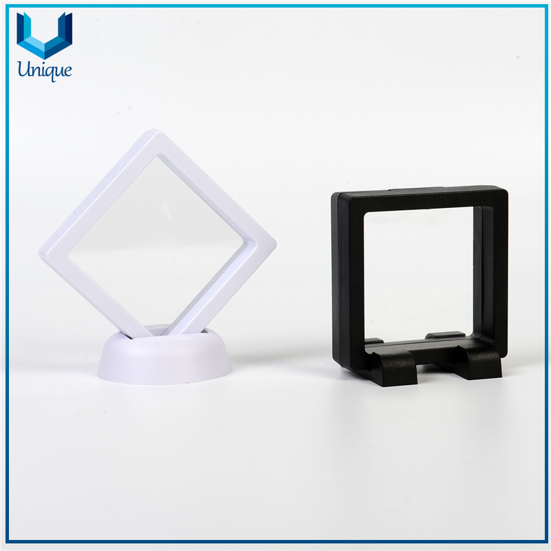 3D Floating Frame Shadow Box military Medallion Wooden Medal Challenge Coin Chip Display Case Stand Holder Magic Suspension Box