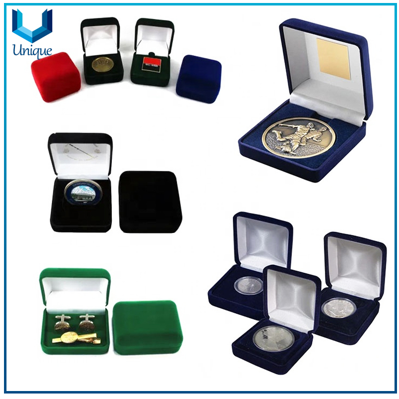 Free Mold Gold Stamp Green Velvet Medals Badges Coins Display Boxes Custom Luxurious Jewelry Cufflinks Watches Packing Gift Box