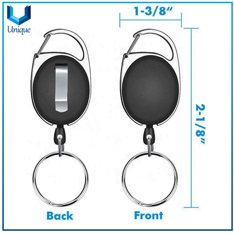 Customized metal oval Retractable Badge Reel Carabiner ID Card Retractable Badge
