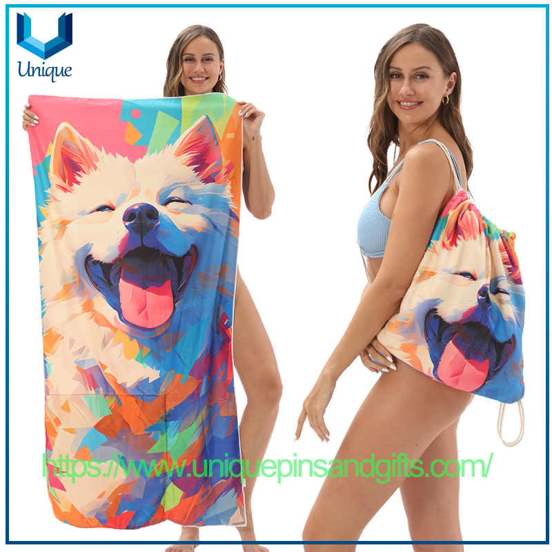 Custom Design 2-in-1 Foldable Beach Towel Printed Logo Bath Towel All-in-one Beach Towel All-in-one Bag Storage Can Customize Any Pattern