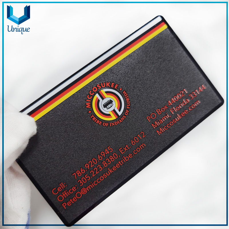 black nickel stainless steel Metal Business card in custom design 