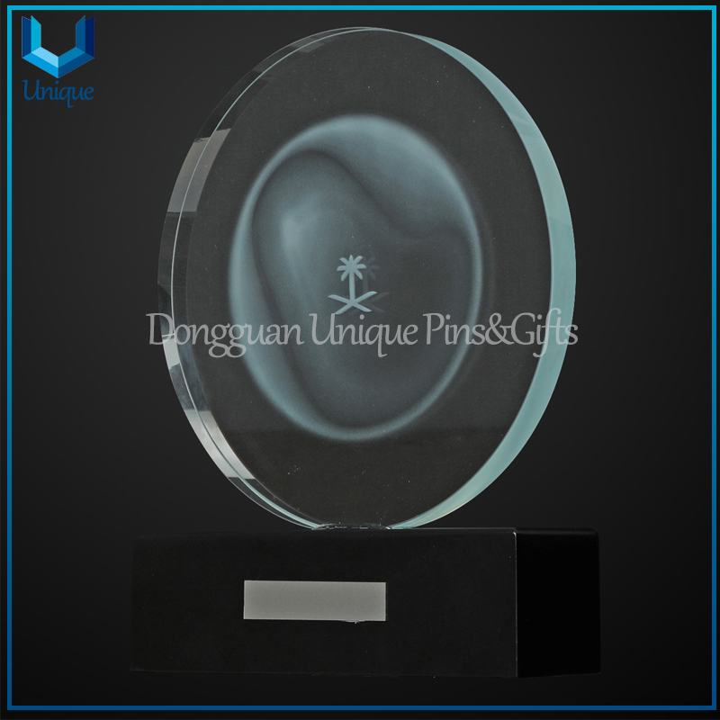 Sublimation Engraving Logo Crystal Wedding Souvenir Trophy,Customize Award Trophy with Wooden Base