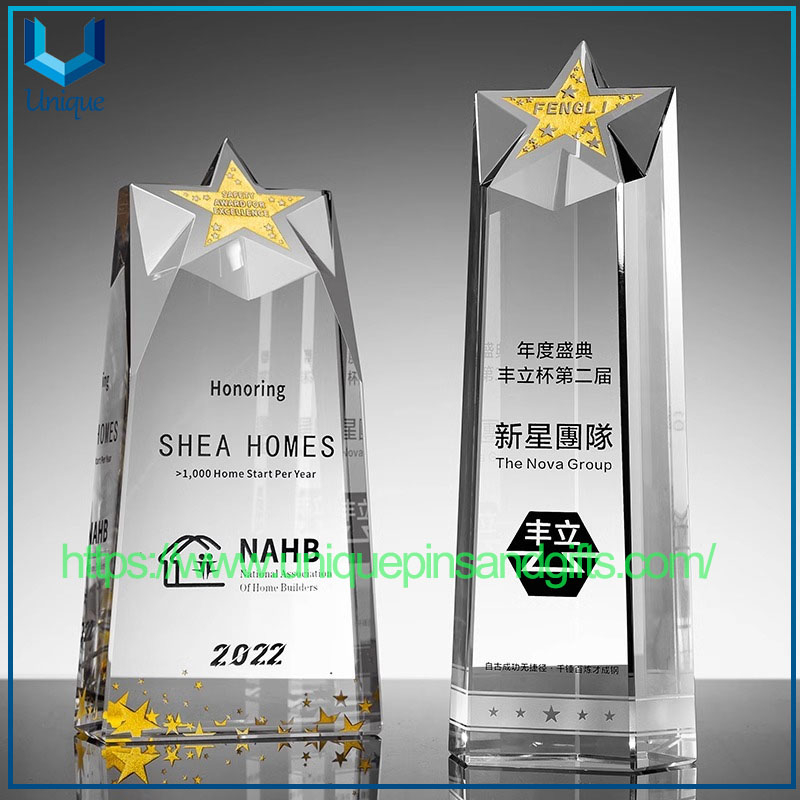 Factory Customized Blank Trophy K9 Black Crystal Trophy Award Deluxe Crystal Award Medal And Trophy