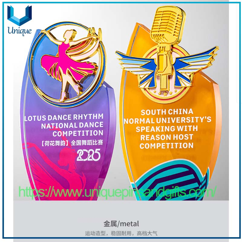 Custom Music Dance Microphone Crystal Trophy, Dancing Ballet Host Speech Piano Competition Awarding Trophy