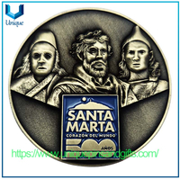 Customized Die Struck Dual Sides Nickel Antique Bronze Two Tone 3D Columbia SANTA MARTA BOMBEROS VOLUNTARIOS Commemorative Coin