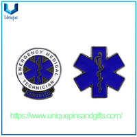 Customized Metal Badge, Blue Ambulance Logo And Life Star Metal Emblem Pin Badge, Emergency Rescue Badge