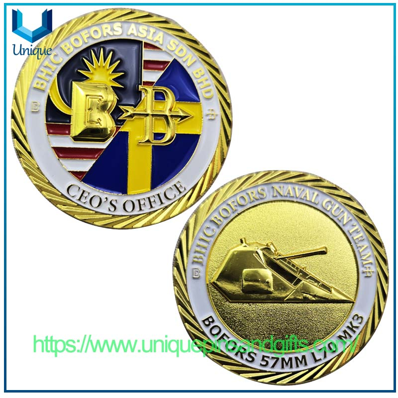 Customized Double-sided Electroplating Gold Diamond Edge 3D Metal Commemorative Coin BHIC BOFORS ASIA SDN BHD Commemorative Coin