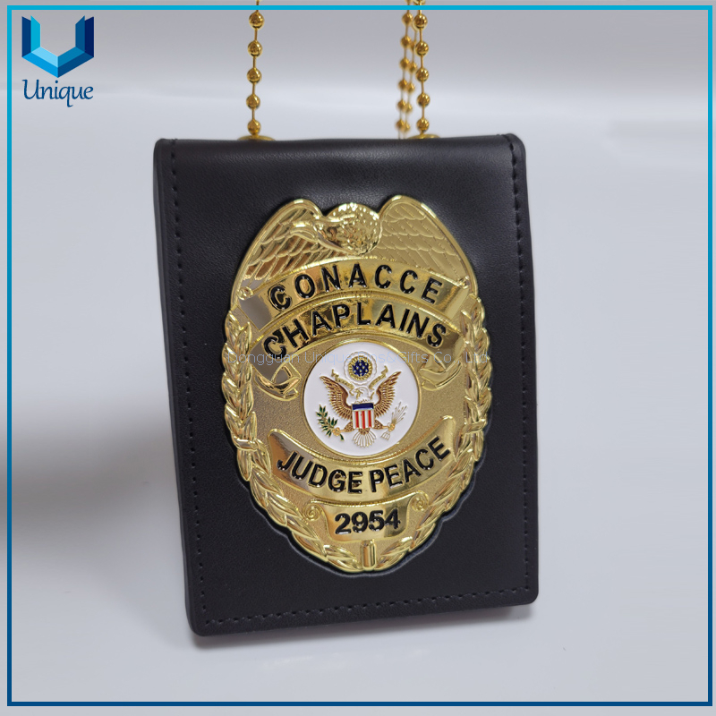 High Quality Police Badge2, Leather cover /3D gold / Silver Ecuador Police Badge w/ Genuine Leather Holder+Ball Chain,Police Emblem, Seuvenir Coin Badge