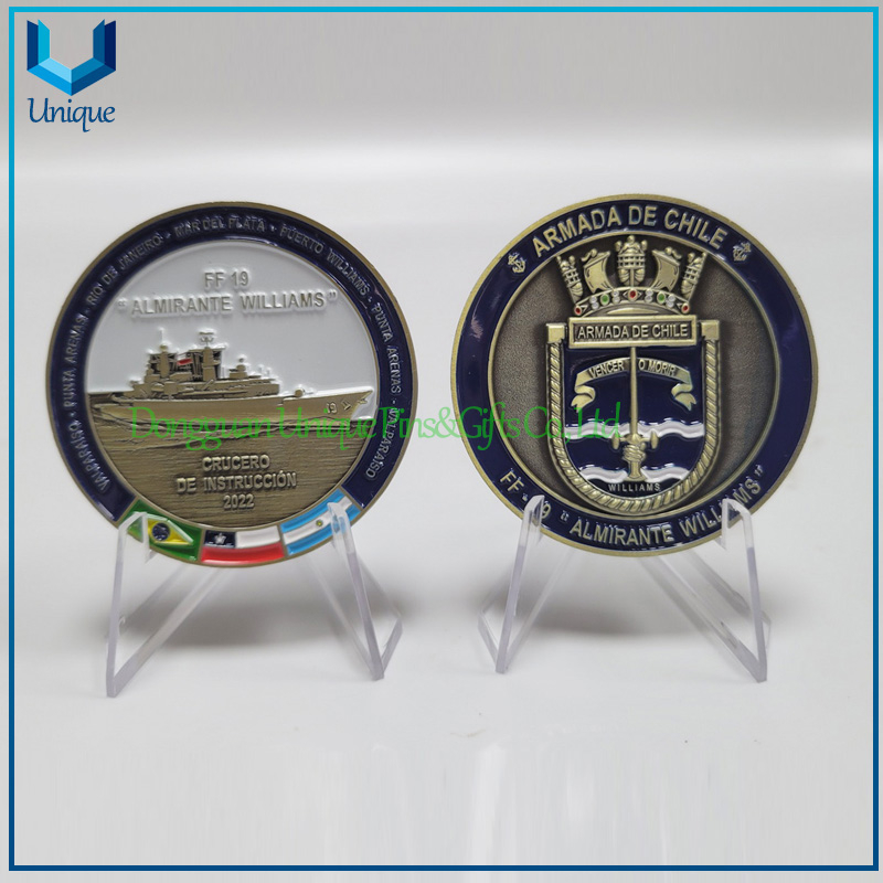 High Quality Custom Desigh 2 Inch Chile Military Navy Souvenir Dual Side 3D Challenge Coin