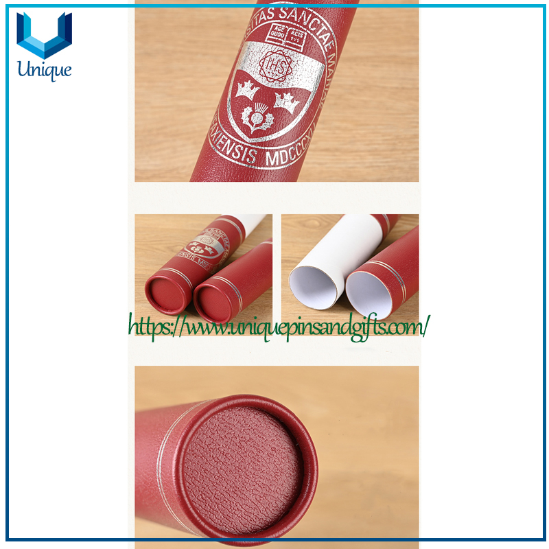 High Quality School Graduation Certificate Diploma Holder with Silver Gold Stamping Foil Maroon