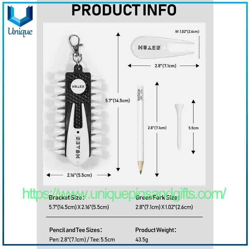 Golf Ball Pegs, Portable Ball Fork, Ball Position Marker, Putting Green Fork, Golf Tee Storage Container