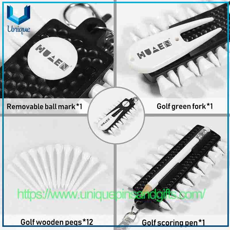 Golf Ball Pegs, Portable Ball Fork, Ball Position Marker, Putting Green Fork, Golf Tee Storage Container