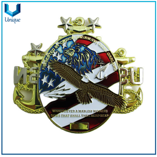 Wholesale Challenge Coin, Free Design Artwork Coin,USN Navy Coin, Military 3D Gold Coin, Transluscent incolor Coin, Creative Novelty Coin Customize