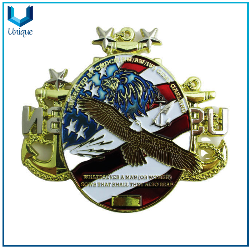 Customize Soft Enamel 2 Tone Coin,Puerto Rican W5 USA AB Community Coin, 3D Gold coin,USN Military Navy Coin