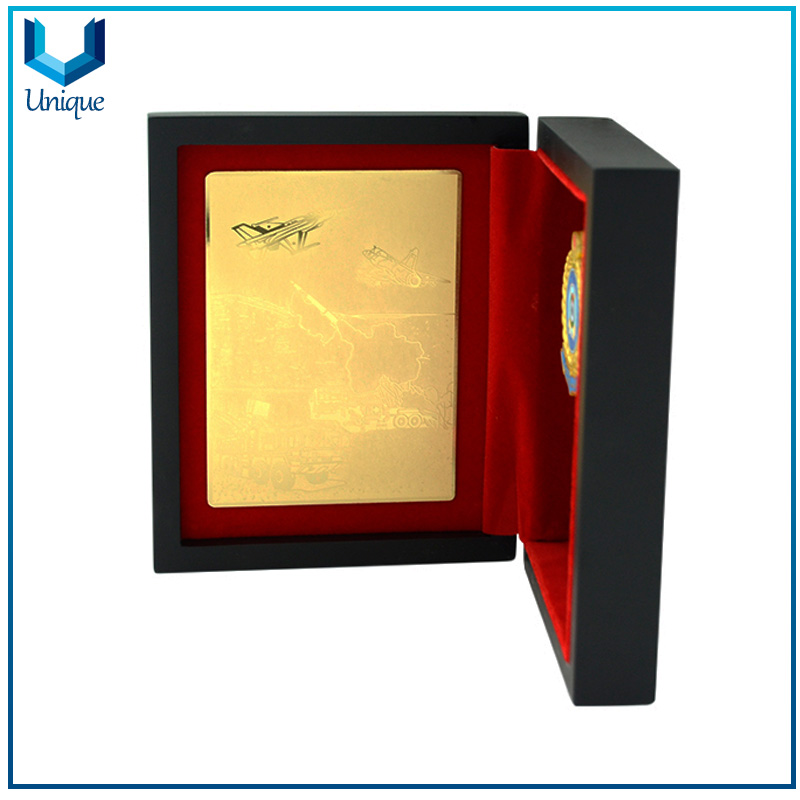 UAE Air Force /Air Defense Medal with Wood Box, High Quality 24K gold plating Gold Medal Trophy for Awards, Military Plaque for Souvenir Gifts