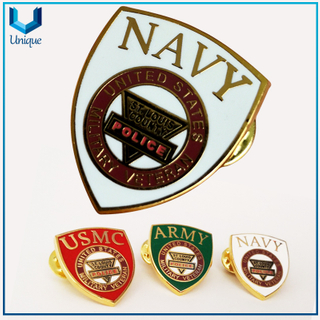 Navy Badge, Army Lapel Pin, Customize High Quality Soft Cloisonne Brooch, 24K Gold Plating Insignia Pin Badge, Army, Police Uniform Pin