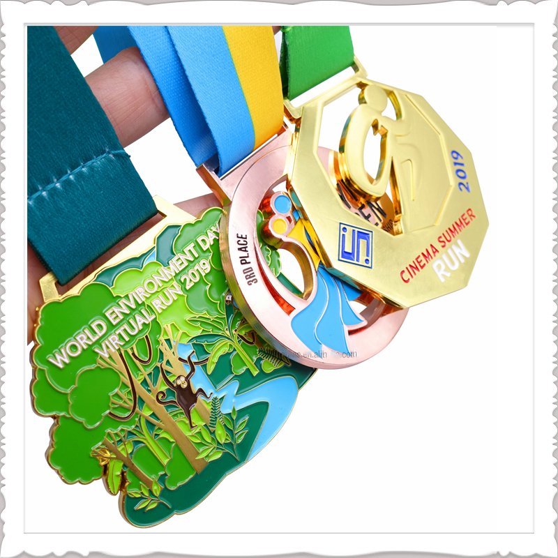 Factory Wholesale, Custom Sports Events Taekwondo Award Medal, Zinc Alloy 3D Logo Marathon Medal with Lanyard