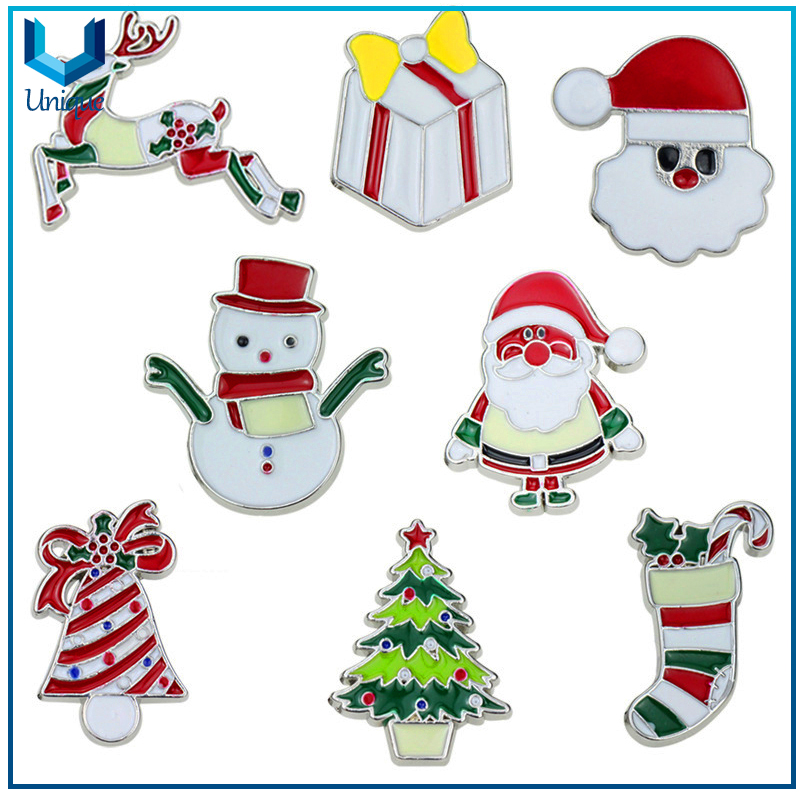 Die Struck Cheap Lapel Pin Customize, Christmas Holiday Metal Pin for Promotional Gift, Party Button Badge， Souvenir Brooches