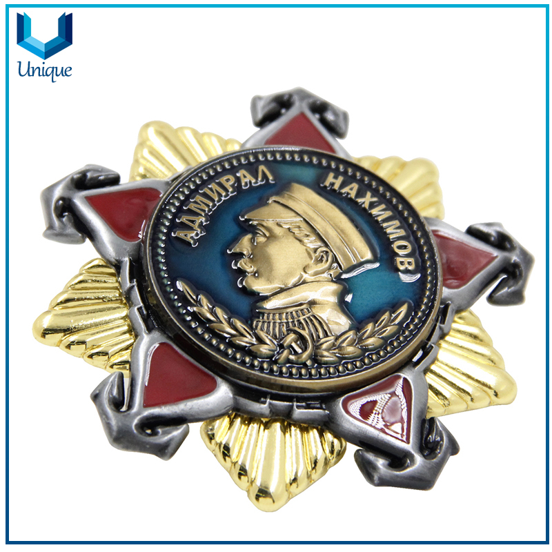 China Whole Metal Crafts Customize Factory, 3D Police Badge Customize, Gold Souvenir Badge in Die Cast, 24K Gold Plating Honor Badge