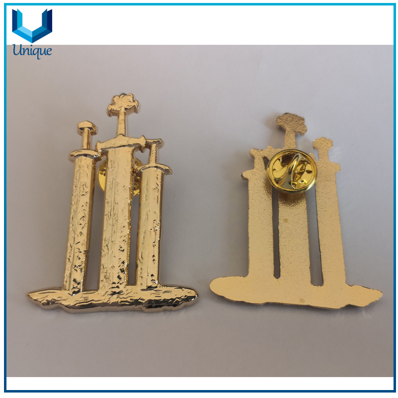 Custom Sword Pins, 3D gold Lapel Pin, Customize Metal Crafts Factory, Metal Emblem, Military Emblem for Souvenir Gifts