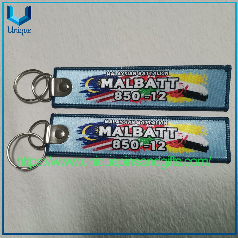Custom Embroidery Army Flag Keychains, Fabric Embroidery Car Keychains, Woven Keychain, United Nations Interim Force Flag Keychain