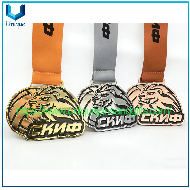 Customized 3D Metal Medals Russian Gold Silver Bronze Sports Events Medals with Ribbon