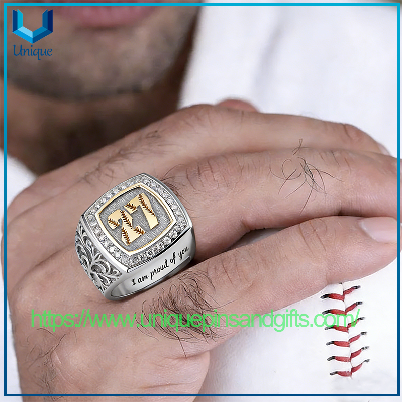 Hot Sale Baseball Club Finger Ring Stainless Steel Baseball Championship Finger Ring for Men's Finger Ring