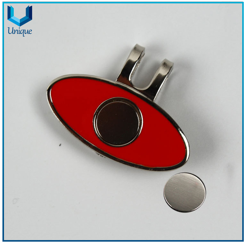 Metal Nickel Golf Hatclip, Customize Soft Enamel Golf Cap Clip, Golf Ballmarker Hatclip with Magnet for Promotional Gifts
