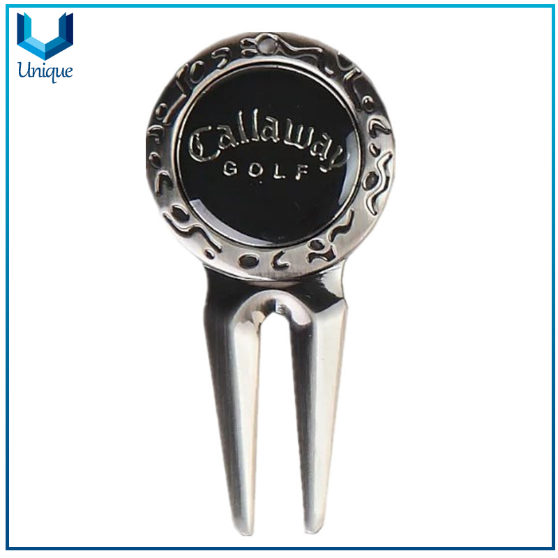 Factory Supply Simple Metal Antique Silver/ Brass Plated Golf Divot Tool, Die Cast Metal Golf divot Tool