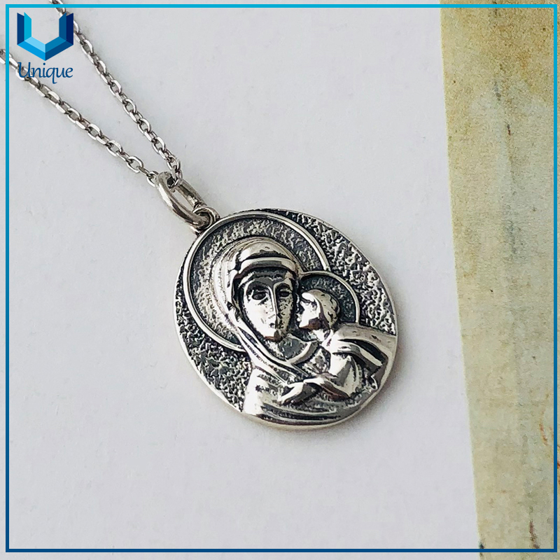 factory Wholesale Custom Design Religious Figure Necklace gold Rhodium plated Belief Holy Mary 925 silver pendant,Two tone Plating Necklace Pendant