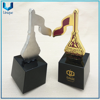 Qatar Flag Trophy for Nathional Day Celebration, Customize Zinc Alloy 3D Medal Trophy for Award Cup, China Medal Cup Factory