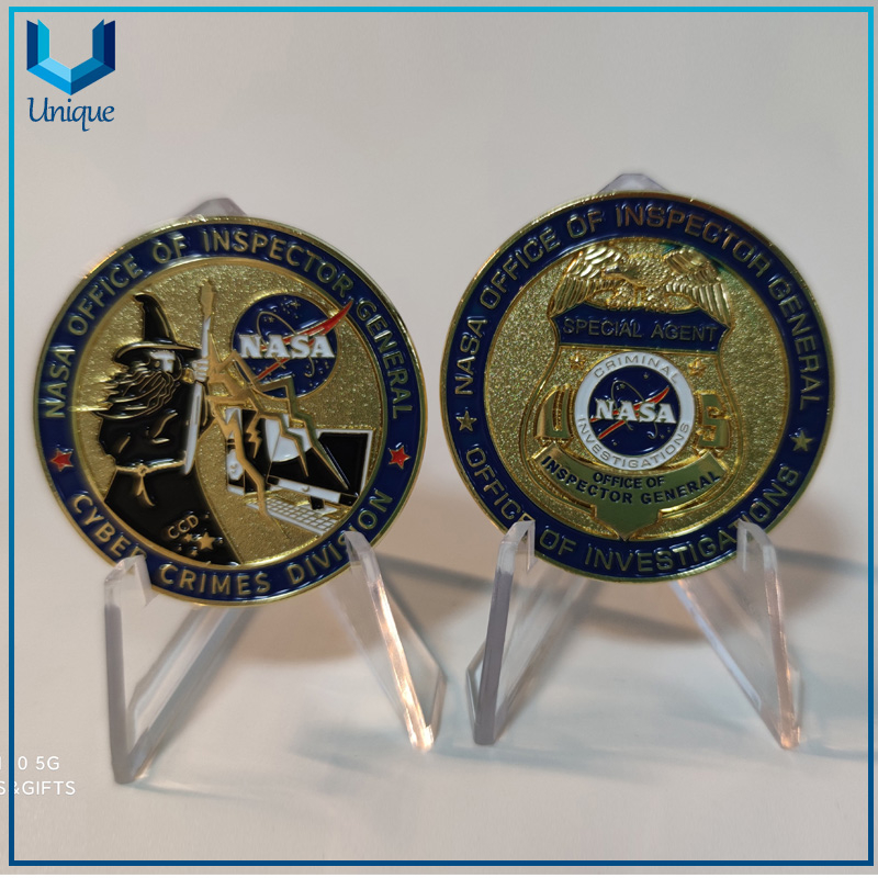 45MM USA NASA Cyber Crimes Coin, Metal Gold 3D Coin, Customize Design Military Police Commemorative Medal Coin for Honor Sounvenir Gifts