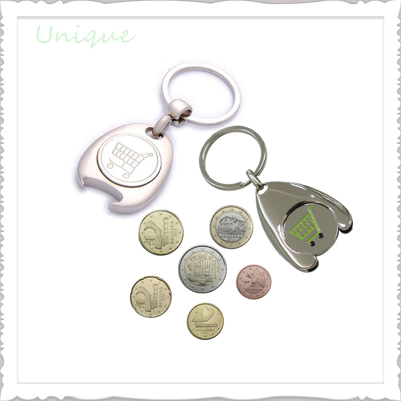 Custom Design High Quality Metal Shopping Trolley Token Coin, Keychain w/ Token coin for Promotional Gifts