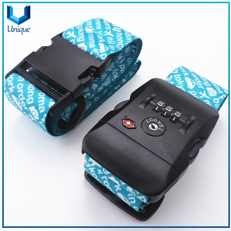 Travel Accessories Lock Buckle for Luggage, Personalized Polyester Luggage Strap Suitcase Belt in Customize Design