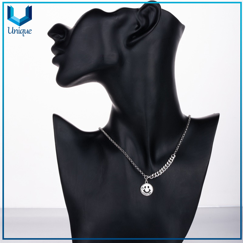 925 Sterling Silver Smile Face Coin Necklace Pendant, Custom Design 925 Silver Pendant for Necklace, Women Fashion Jewelry Decoration Necklace