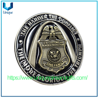 Customized 2.25" Antique Bronze+Antique Silver Two Tone Plating Police Coin