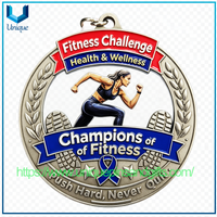 Custom Design Single Side 3D +UV+Enamel Puerto Rico Ven Rose Running Medal