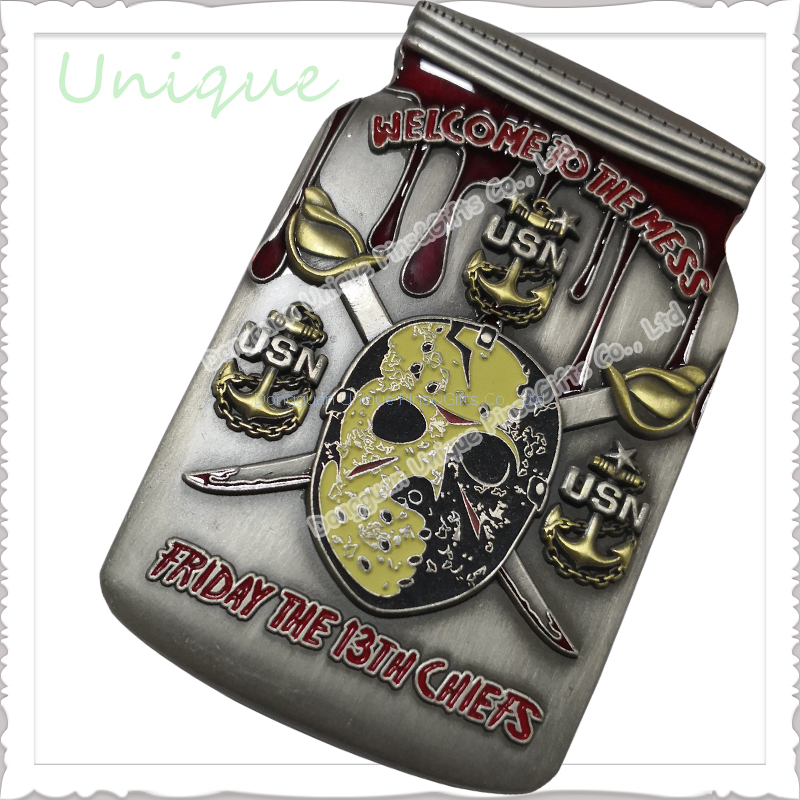 Customize Souvenir Bottle Shape Dual Side 3D Challenge Cpin for Police