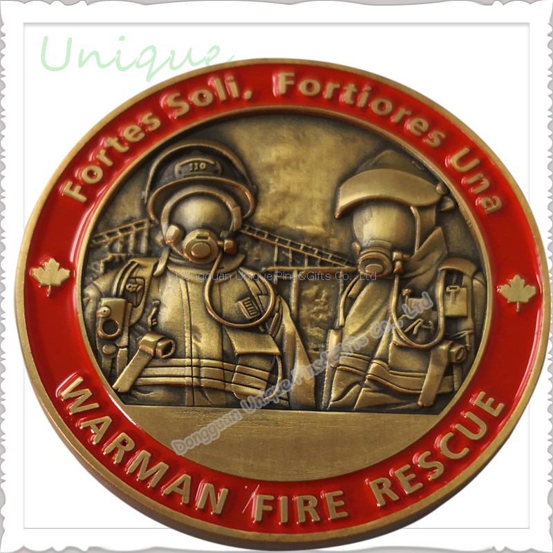 Customize Design Canada Fire Rescue Warman Challenge 3D Coin for Police